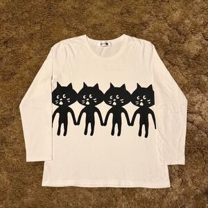 Ne Net 4 Cat Long Sleeve T-Shirt Tee White Size 2